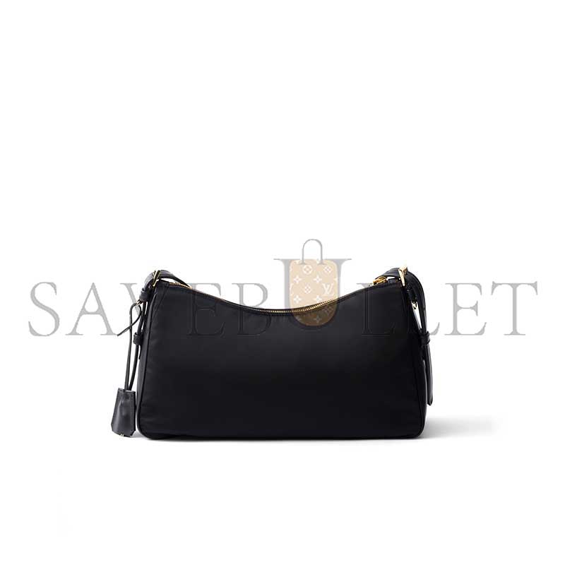 PRADA AIMÉE LARGE RE-NYLON AND LEATHER SHOULDER BAG WITH PADLOCK 1BC232 (34*19.5*10cm)